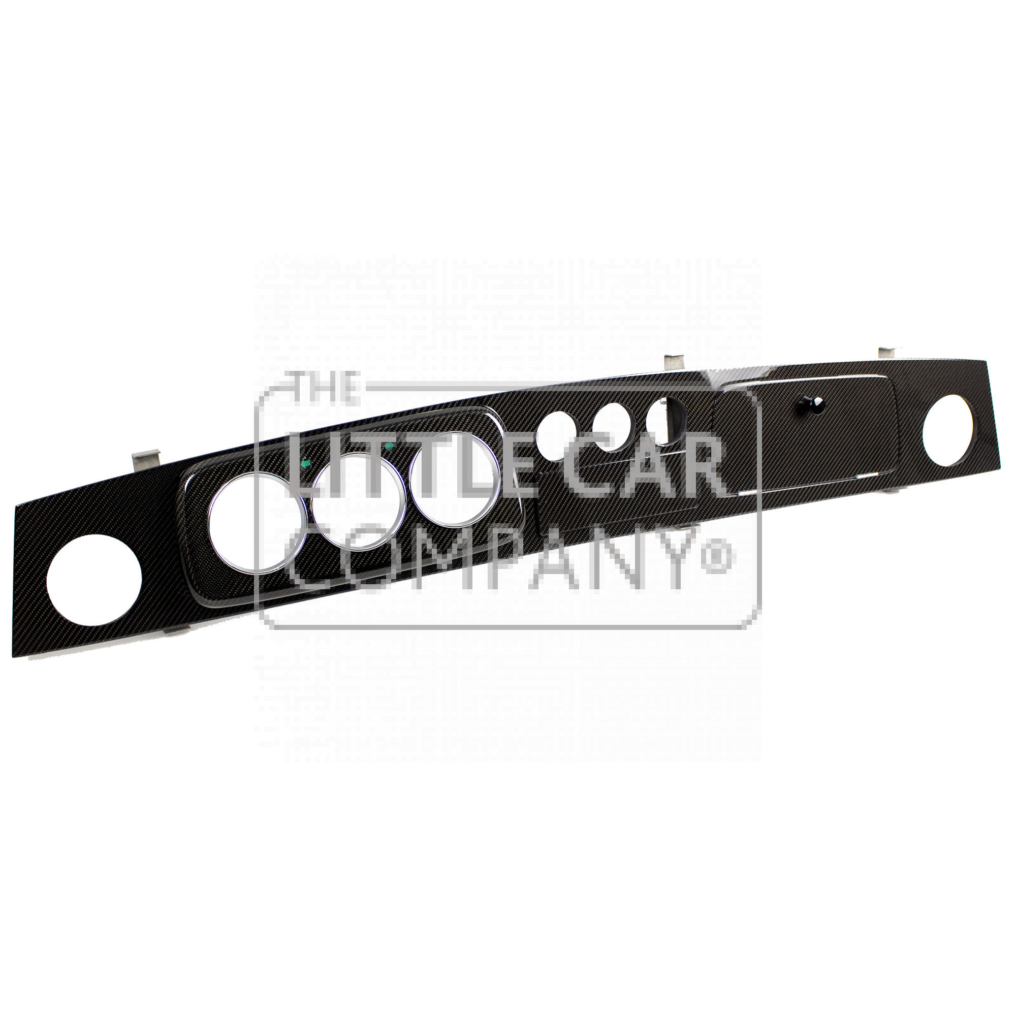 Carbonfiber Dashboard Classic Mini Pre-MPI – 3 Klokken + 3 Extra 52mm Klokken, Chroom, Linksgestuurd